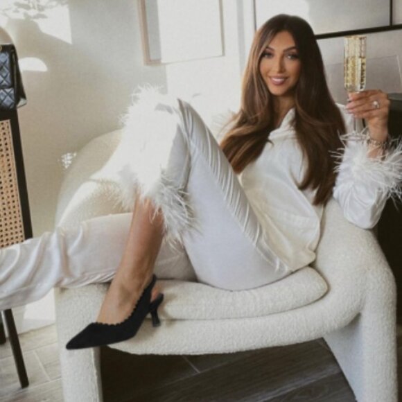 NIB - Junayuan Women's Low Kitten Heel Slingback Dress Shoes - Black, Size 9.5 - Picture 4 of 15